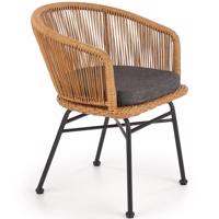 Szék K400 Rattan/Fém/Szövet Natural/szürke